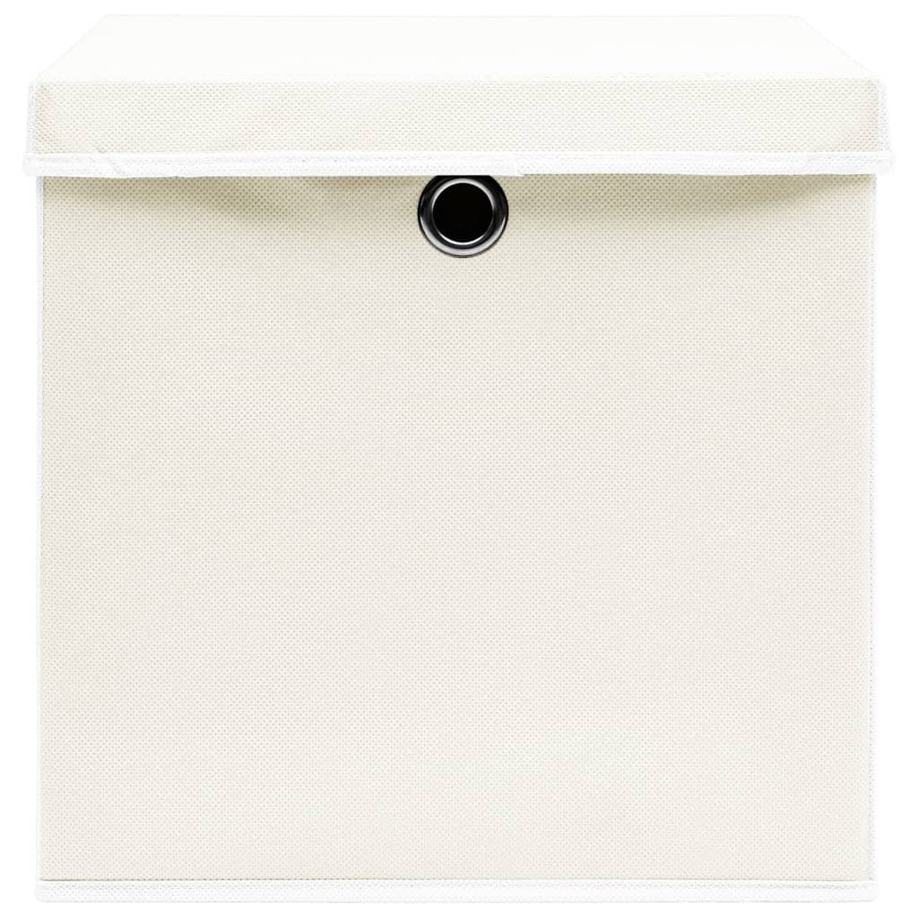 Caixas de arrumação com tampas 4 pcs 32x32x32 cm tecido branco