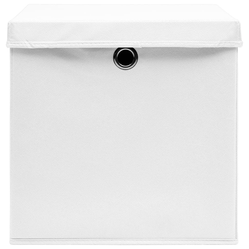 Caixas de arrumação com tampas 10 pcs 32x32x32 cm tecido branco