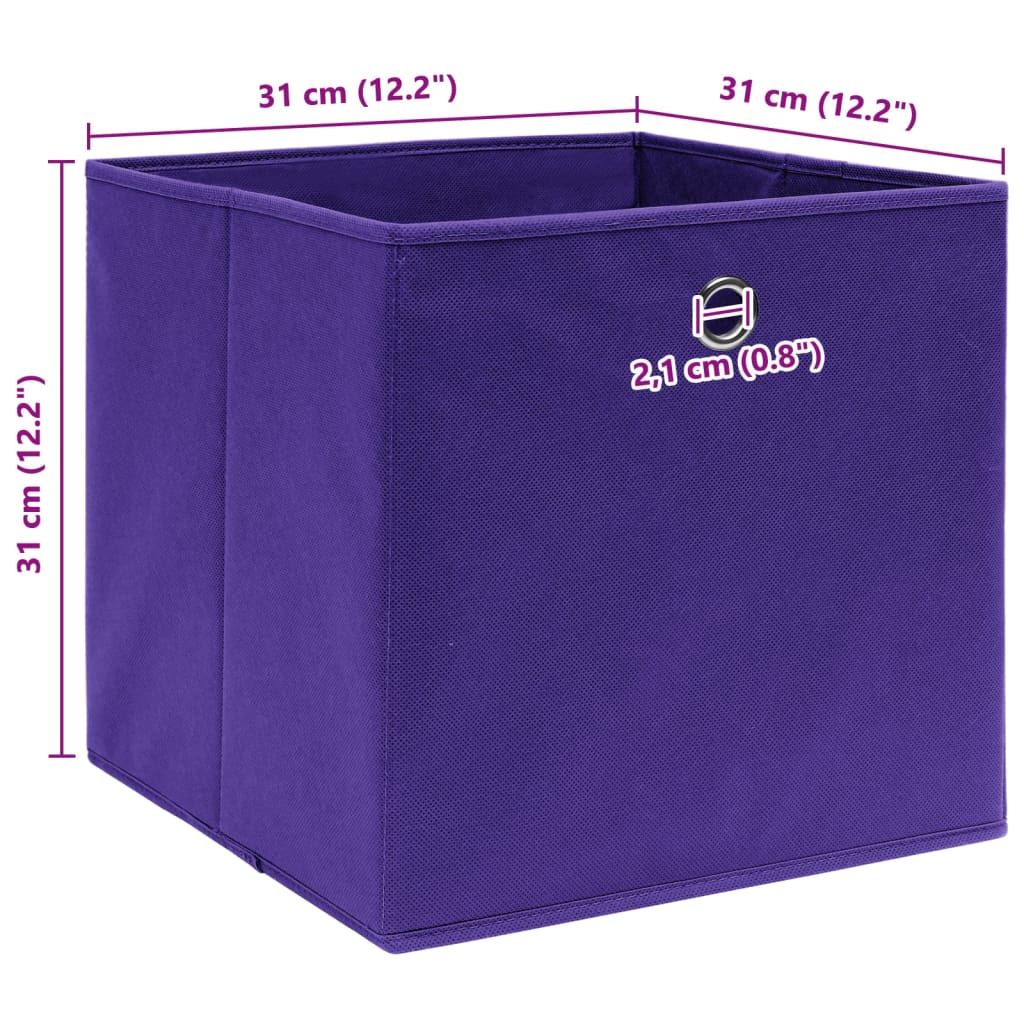 Caixas de arrumação 10 pcs 32x32x32 cm tecido roxo