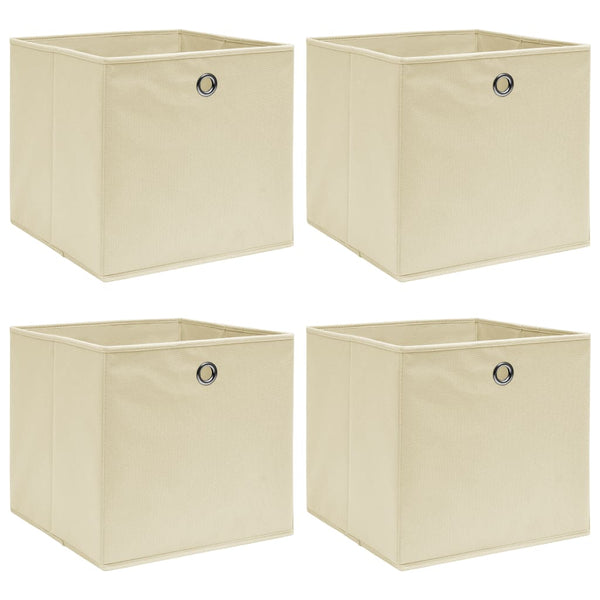 Caixas de arrumação 4 pcs 32x32x32 cm tecido creme