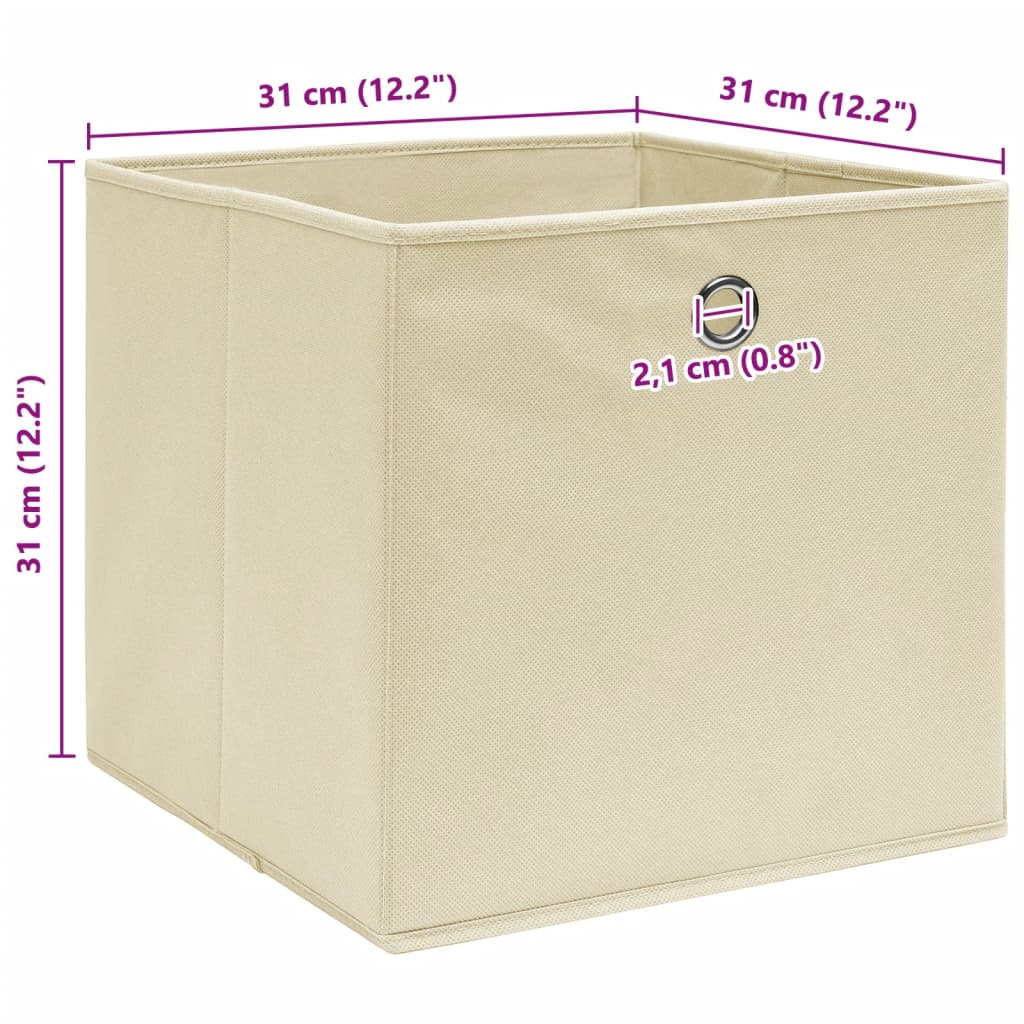 Caixas de arrumação 4 pcs 32x32x32 cm tecido creme