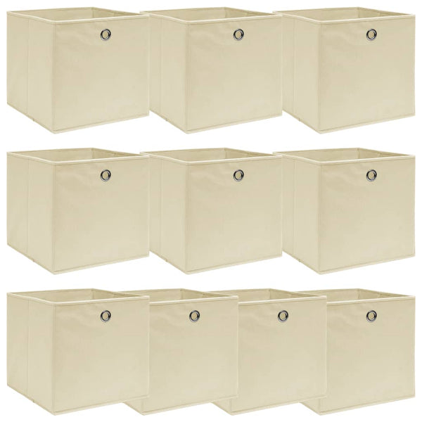 Caixas de arrumação 10 pcs 32x32x32 cm tecido creme