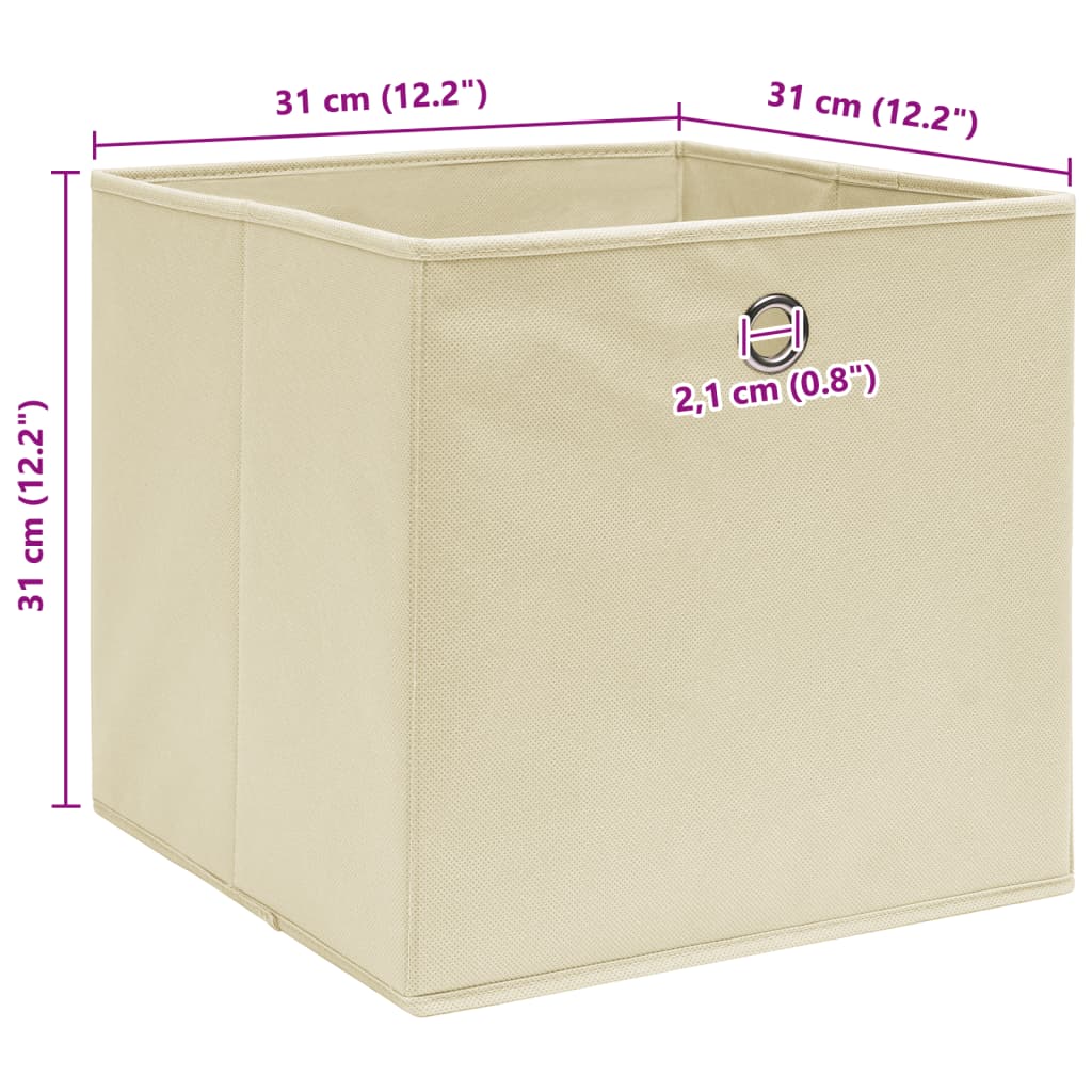 Caixas de arrumação 10 pcs 32x32x32 cm tecido creme