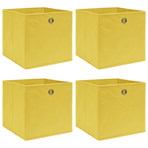 Caixas de arrumação 4 pcs 32x32x32 cm tecido amarelo
