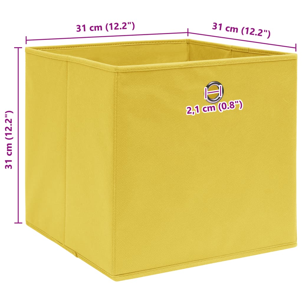 Caixas de arrumação 4 pcs 32x32x32 cm tecido amarelo