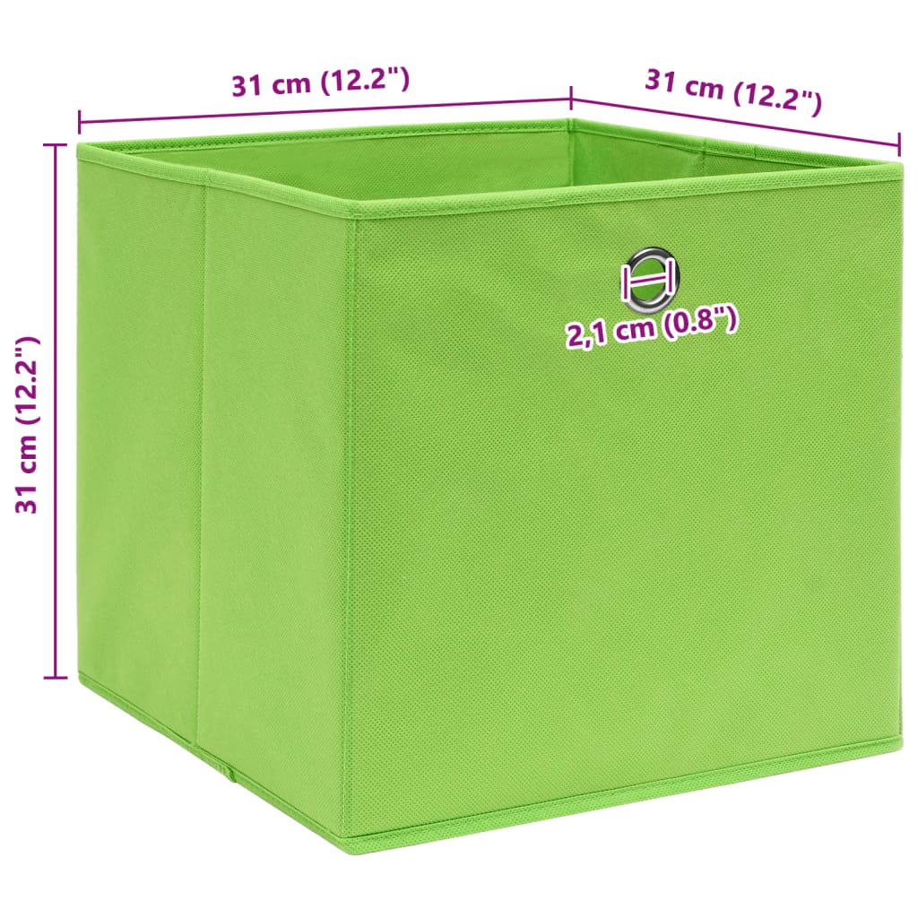 Caixas de arrumação 10 pcs 32x32x32 cm tecido verde
