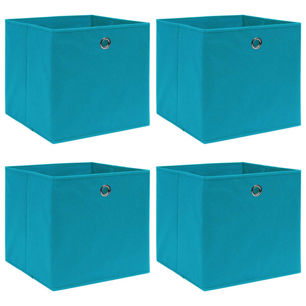 Caixas de arrumação 4 pcs 32x32x32 cm tecido azul-bebé