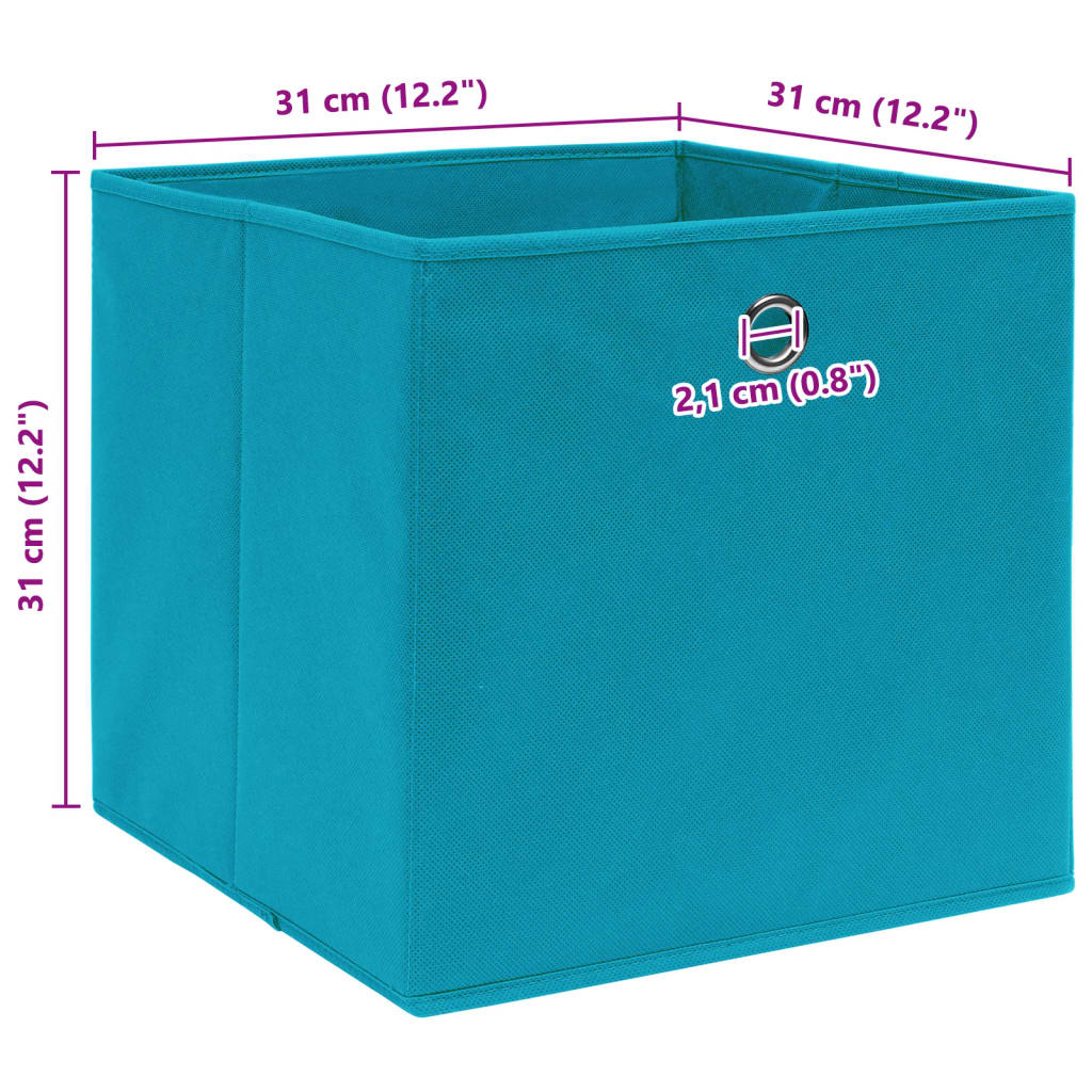 Caixas de arrumação 10 pcs 32x32x32 cm tecido azul-bebé