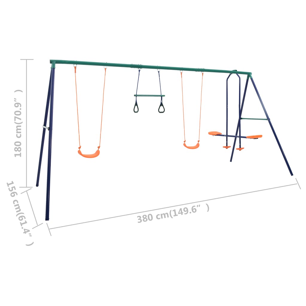 Conjunto de baloiços com argolas de ginástica e 4 assentos aço