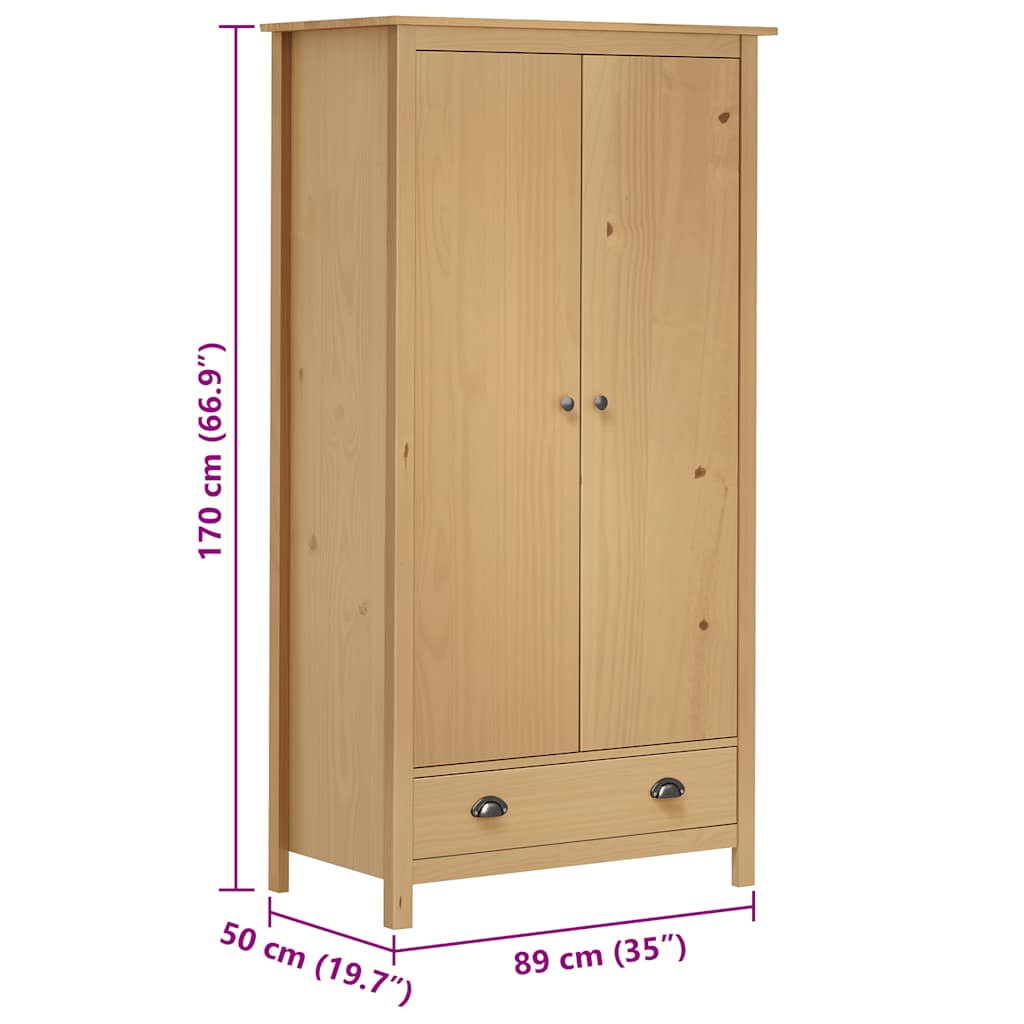 Roupeiro 2 portas Hill 89x50x170 cm pinho maciço