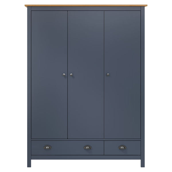 Roupeiro 3 portas Hill 127x50x170cm pinho maciço cinzento