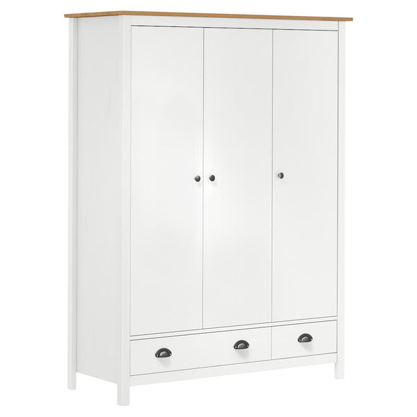 Roupeiro 3 portas Hill 127x50x170 cm pinho maciço branco