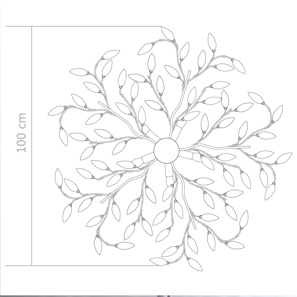 Candeeiro teto braços folhas de cristal acrílico 5 E14 branco
