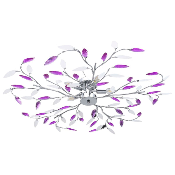 Candeeiro teto braços folhas de cristal acrílico 5 E14 roxo
