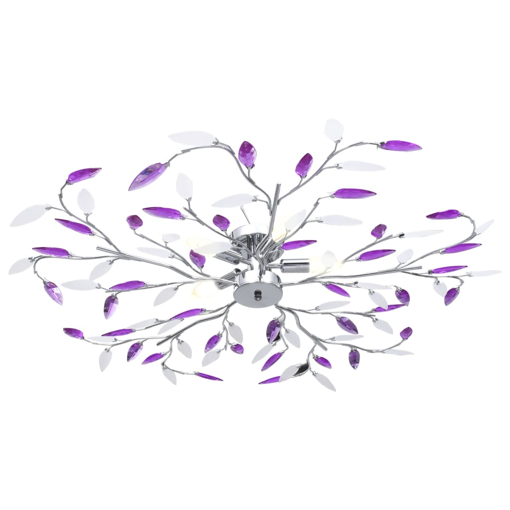 Candeeiro teto braços folhas de cristal acrílico 5 E14 roxo