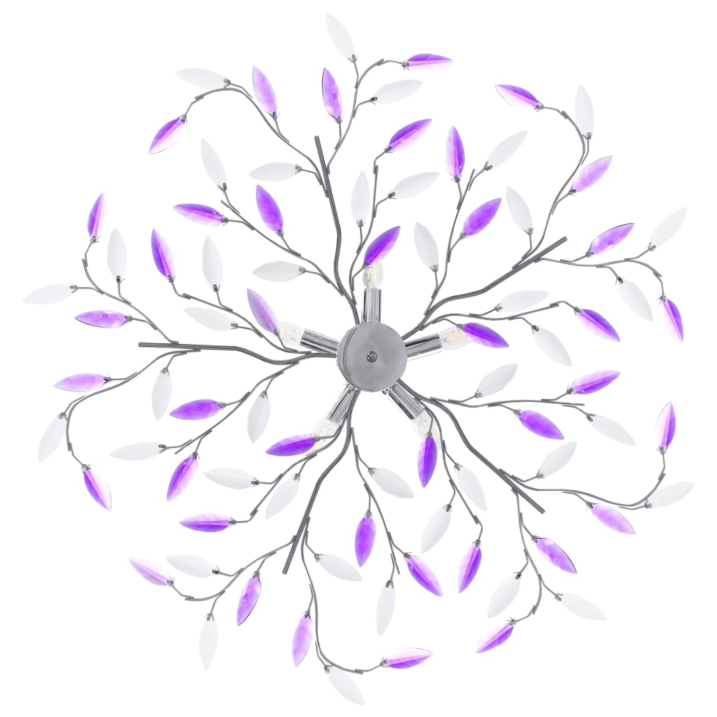 Candeeiro teto braços folhas de cristal acrílico 5 E14 roxo