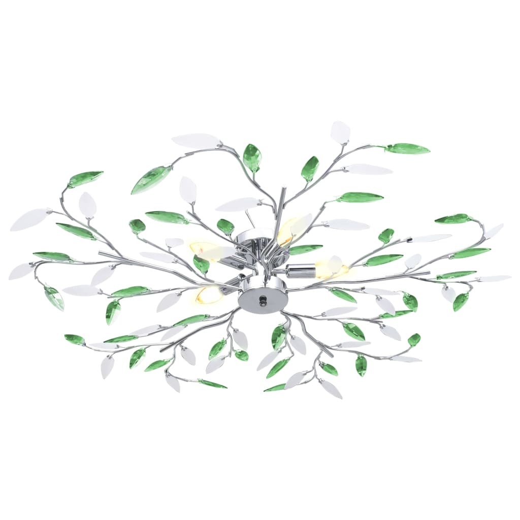 Candeeiro teto braços folhas de cristal acrílico 5 E14 verde