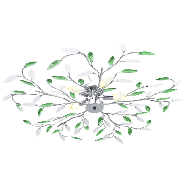 Candeeiro teto braços folhas de cristal acrílico 5 E14 verde