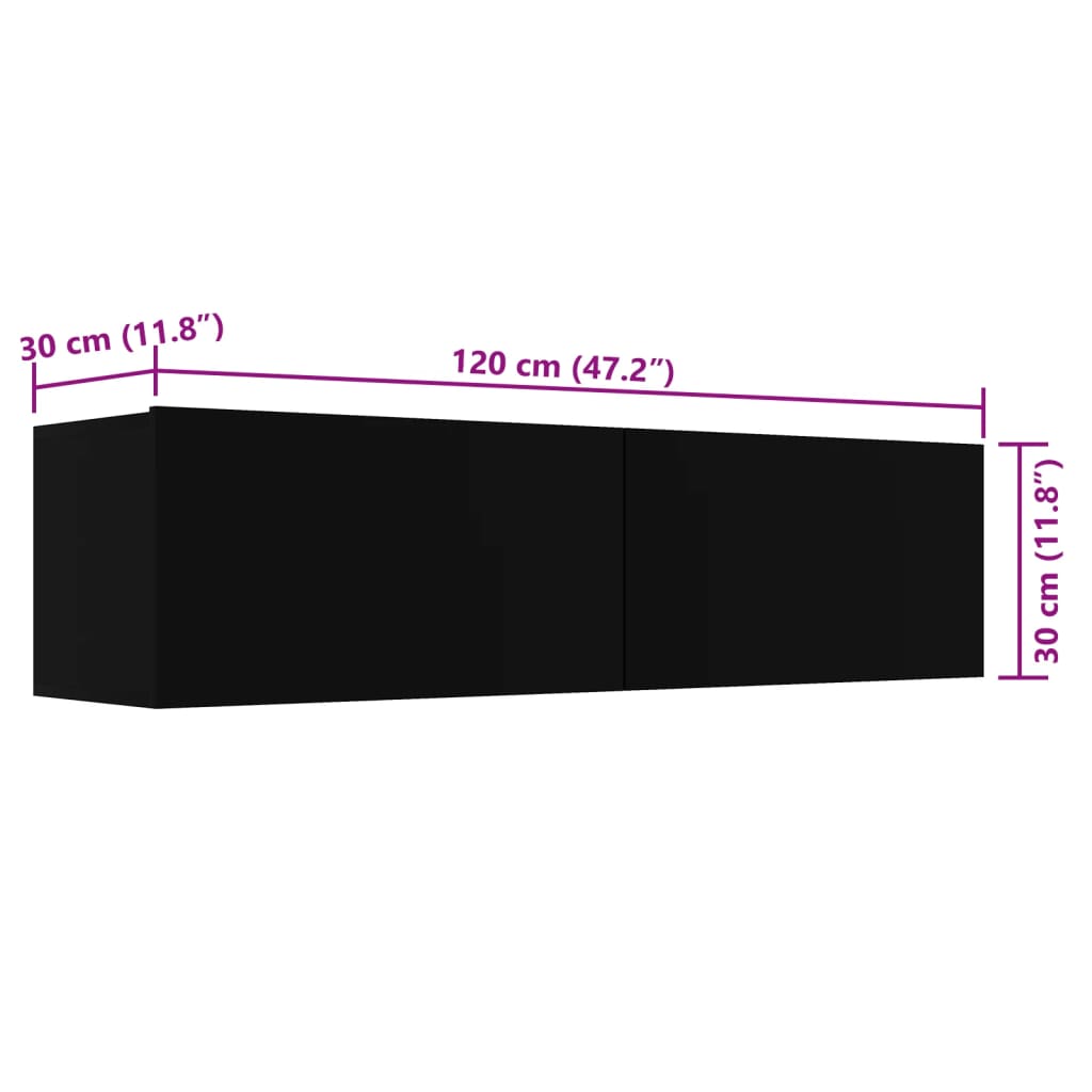 Móvel de TV 120x30x30 cm derivados de madeira preto