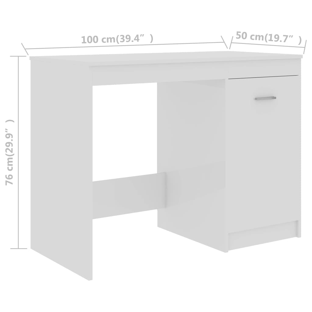 Secretária 100x50x76 cm derivados de madeira branco brilhante