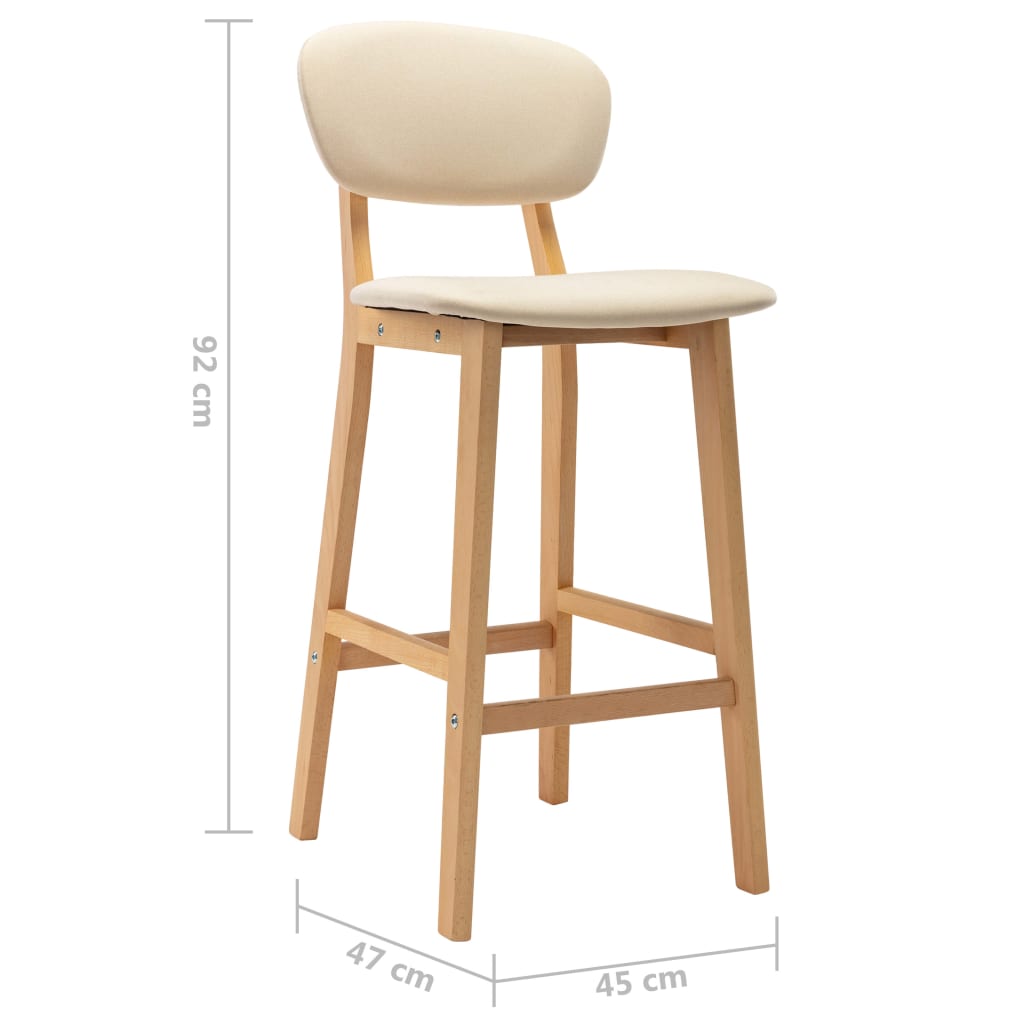 Bancos de bar 2 pcs tecido cor creme