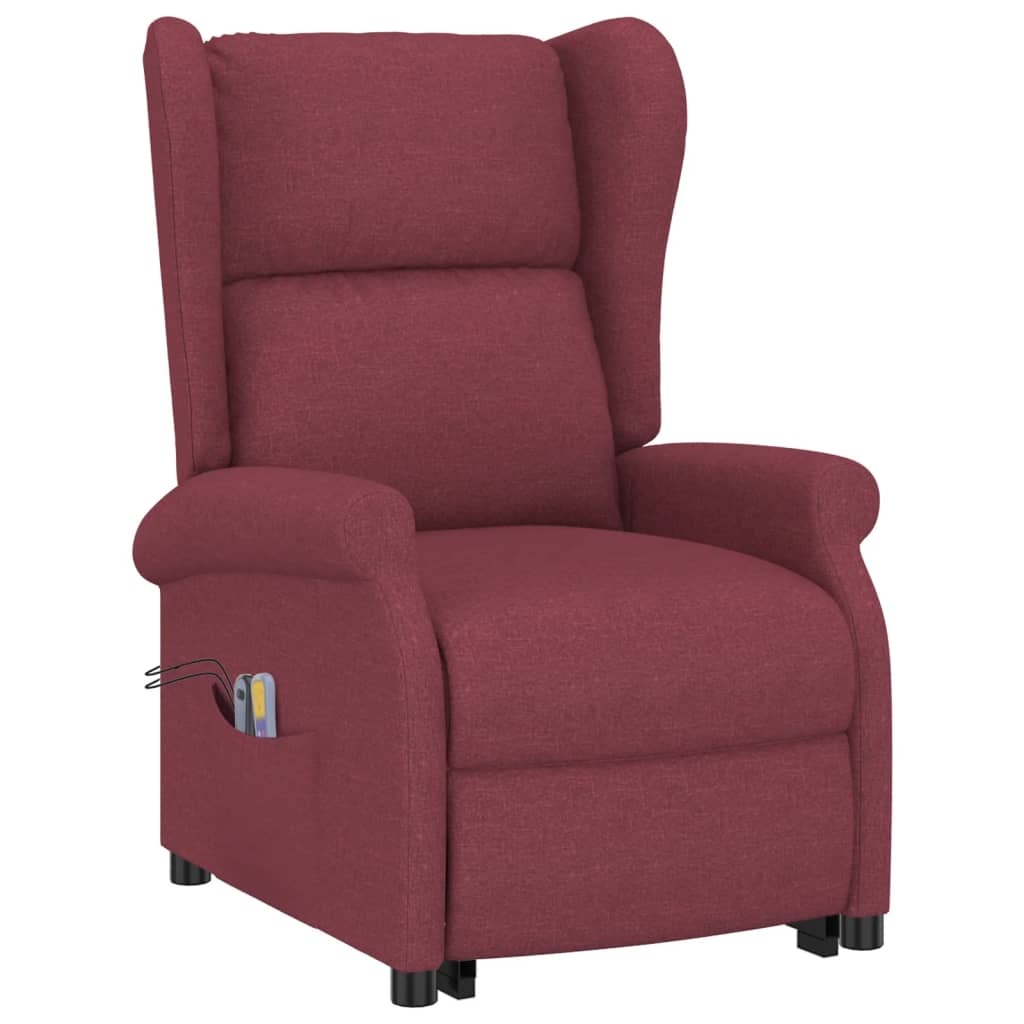 Poltrona elevatória de massagens tecido vermelho tinto