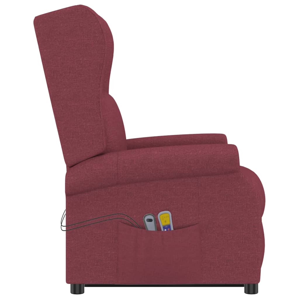 Poltrona elevatória de massagens tecido vermelho tinto