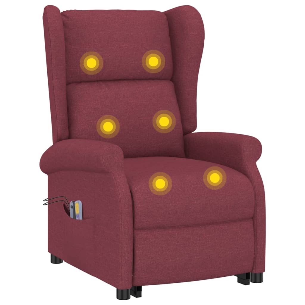 Poltrona elevatória de massagens tecido vermelho tinto