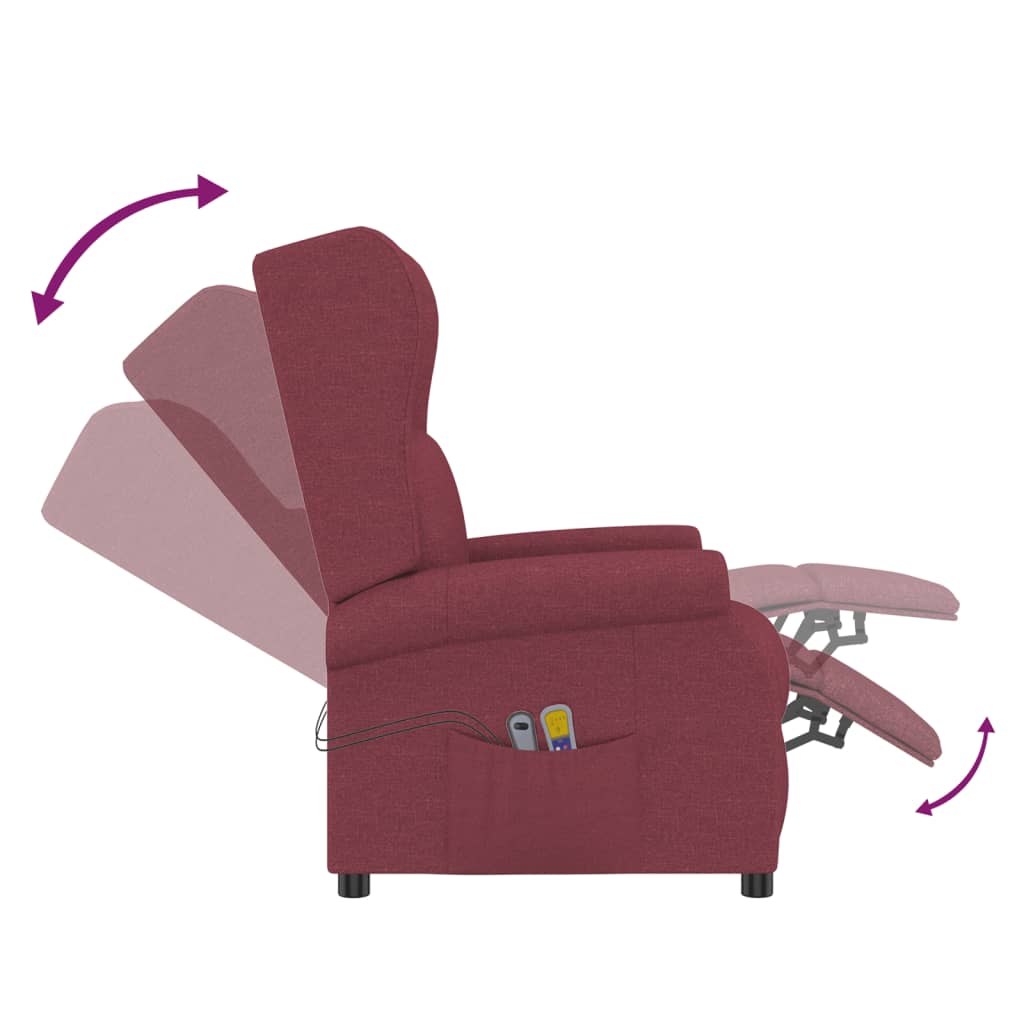 Poltrona elevatória de massagens tecido vermelho tinto