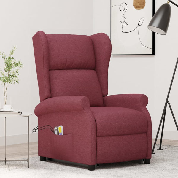 Poltrona elevatória de massagens tecido vermelho tinto