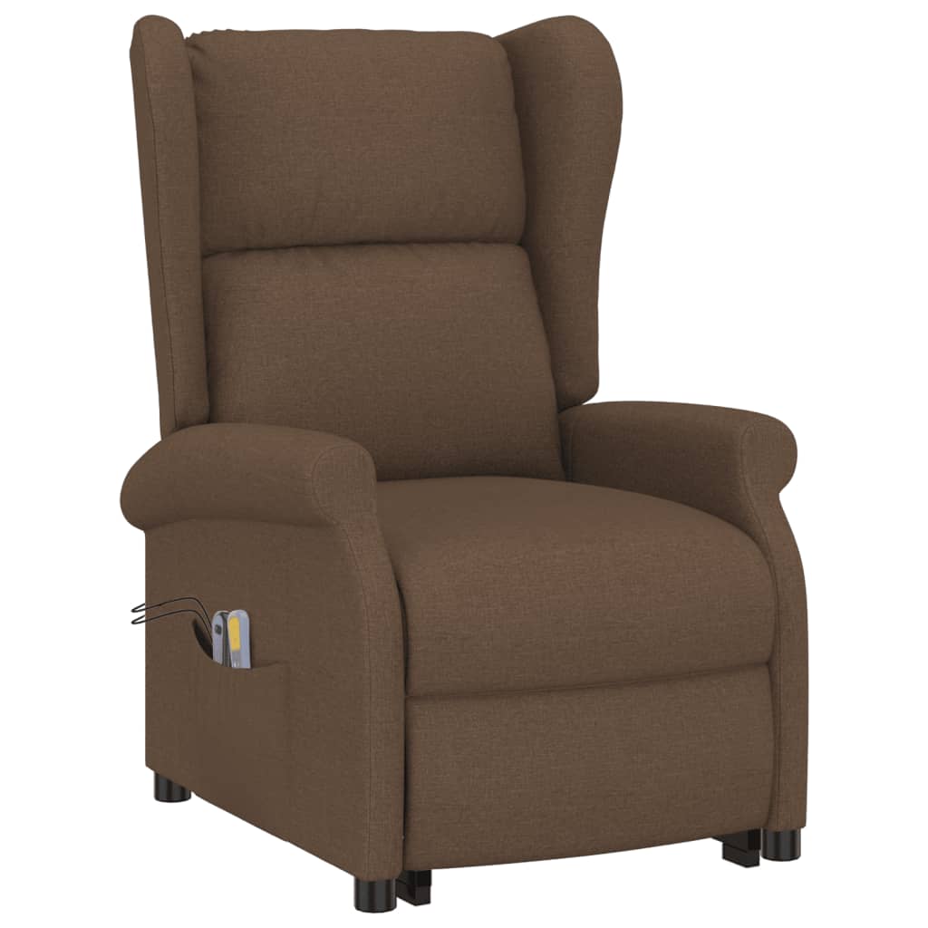 Poltrona elevatória de massagens tecido castanho