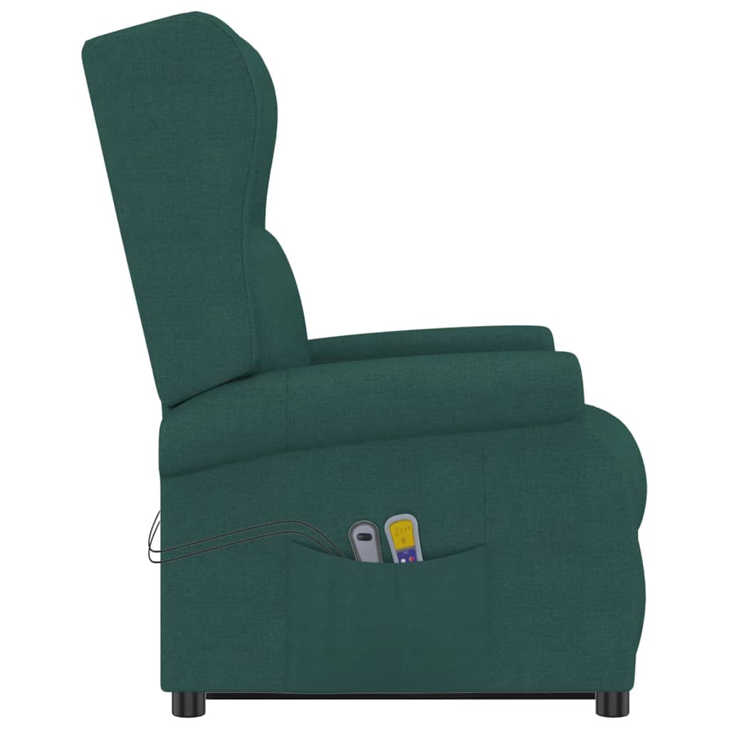 Poltrona elevatória de massagens tecido verde-escuro