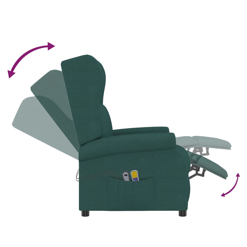 Poltrona elevatória de massagens tecido verde-escuro