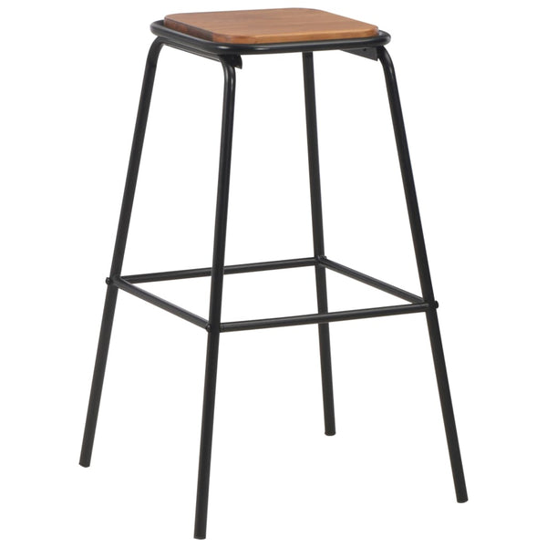 Bancos de bar 4 pcs madeira de pinho maciça e aço preto
