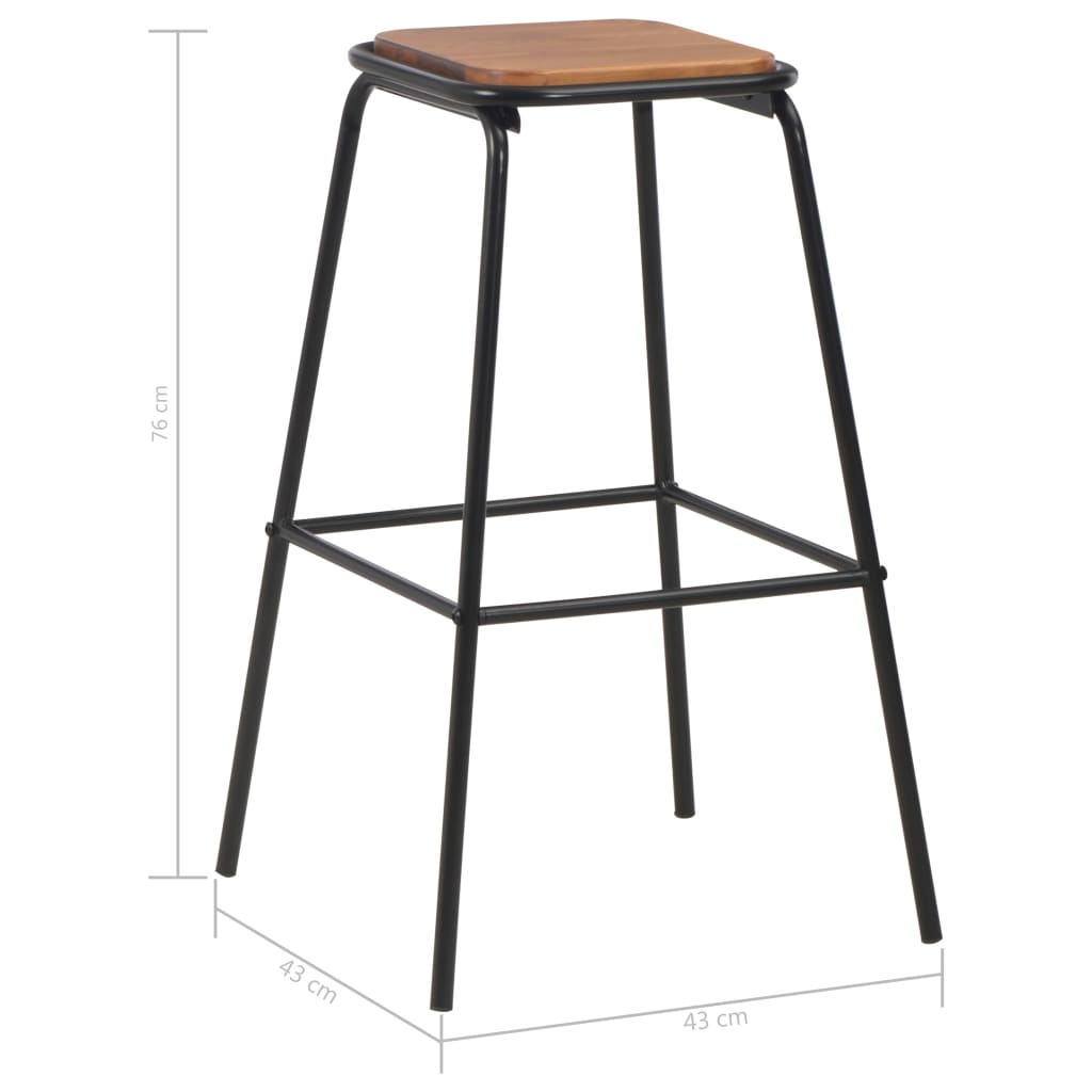 Bancos de bar 4 pcs madeira de pinho maciça e aço preto