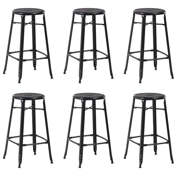 Bancos de bar 6 pcs aço preto
