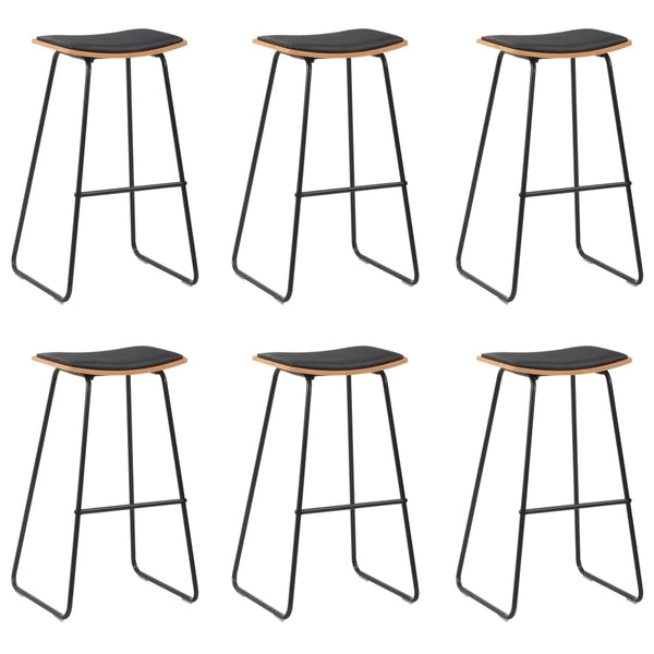 Bancos de bar 6 pcs couro artificial preto