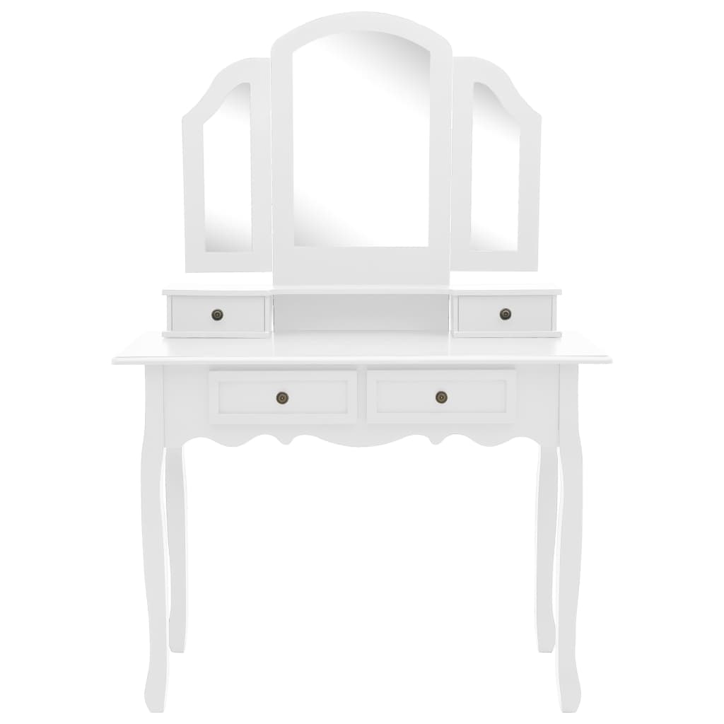 Conj. toucador c/ banco 100x40x146cm madeira paulownia branco