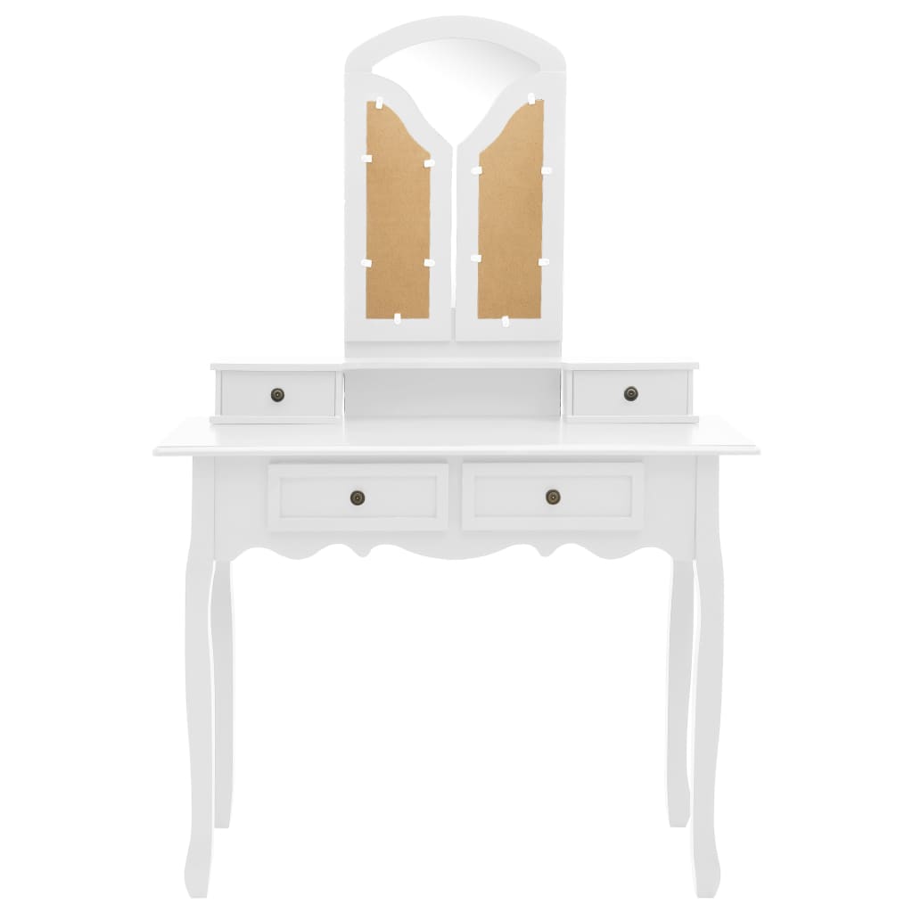 Conj. toucador c/ banco 100x40x146cm madeira paulownia branco