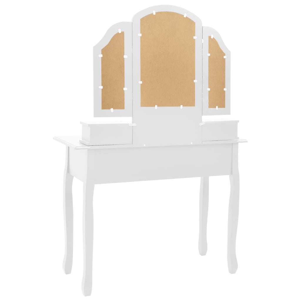 Conj. toucador c/ banco 100x40x146cm madeira paulownia branco