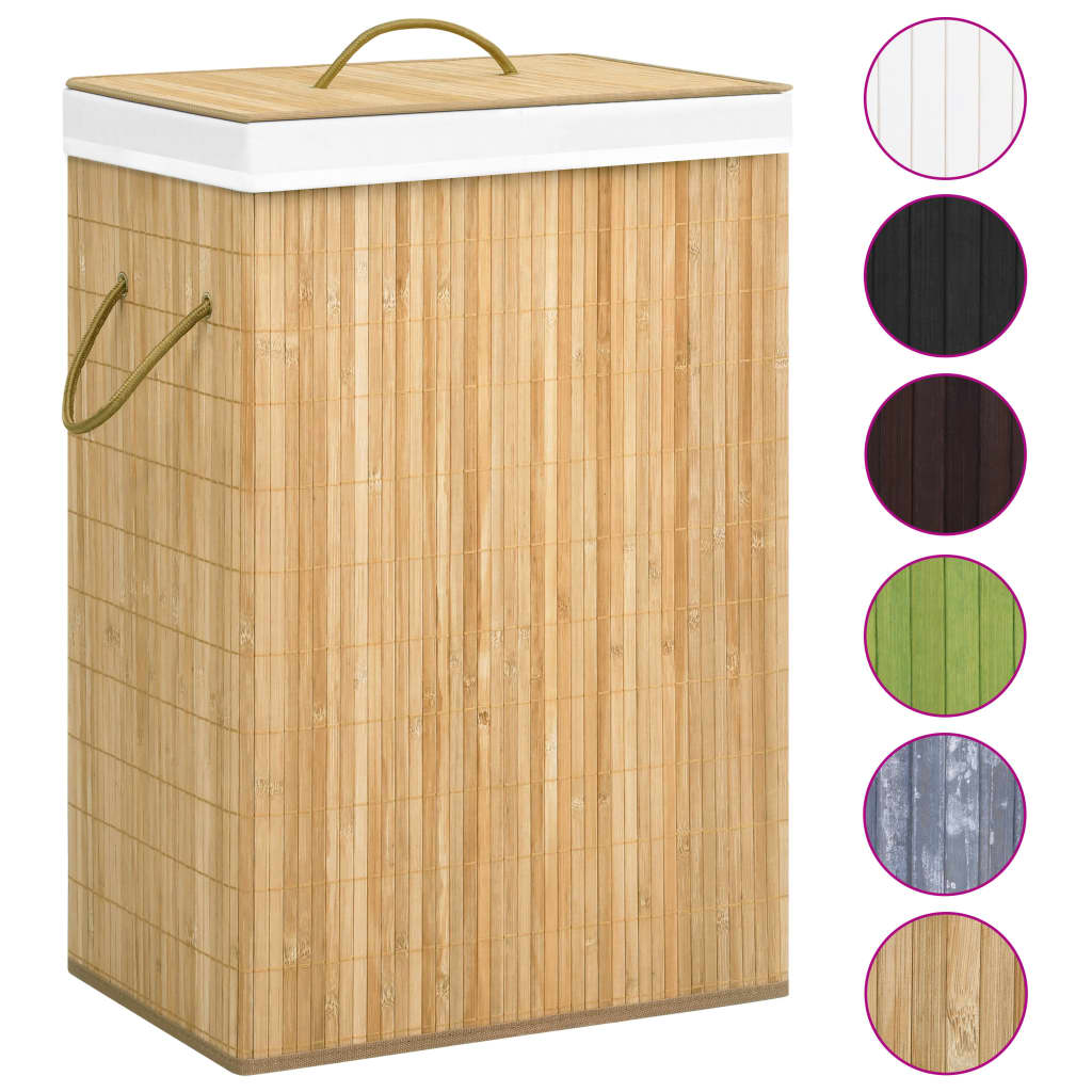 Cesto para roupa suja c/ 2 secções 72 L bambu