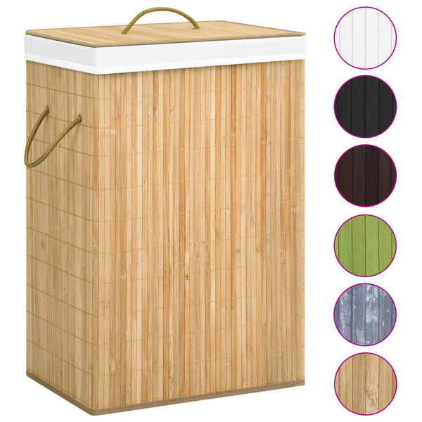 Cesto para roupa suja c/ 2 secções 72 L bambu