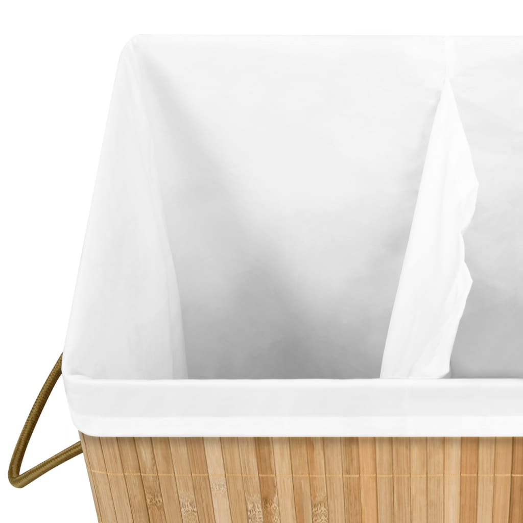 Cesto para roupa suja c/ 2 secções 72 L bambu