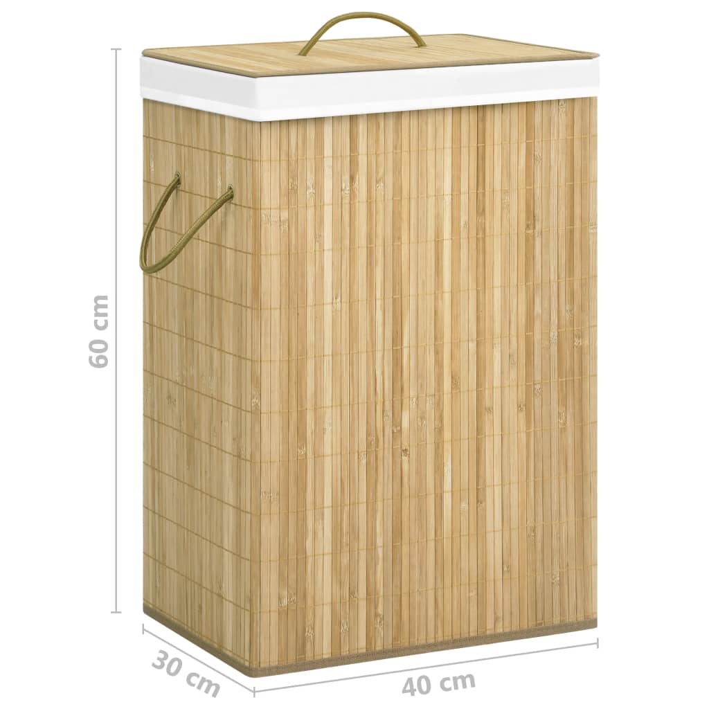 Cesto para roupa suja c/ 2 secções 72 L bambu