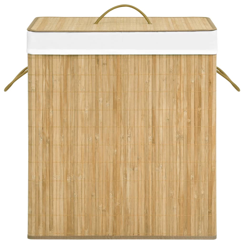 Cesto para roupa suja c/ 2 secções 100 L bambu