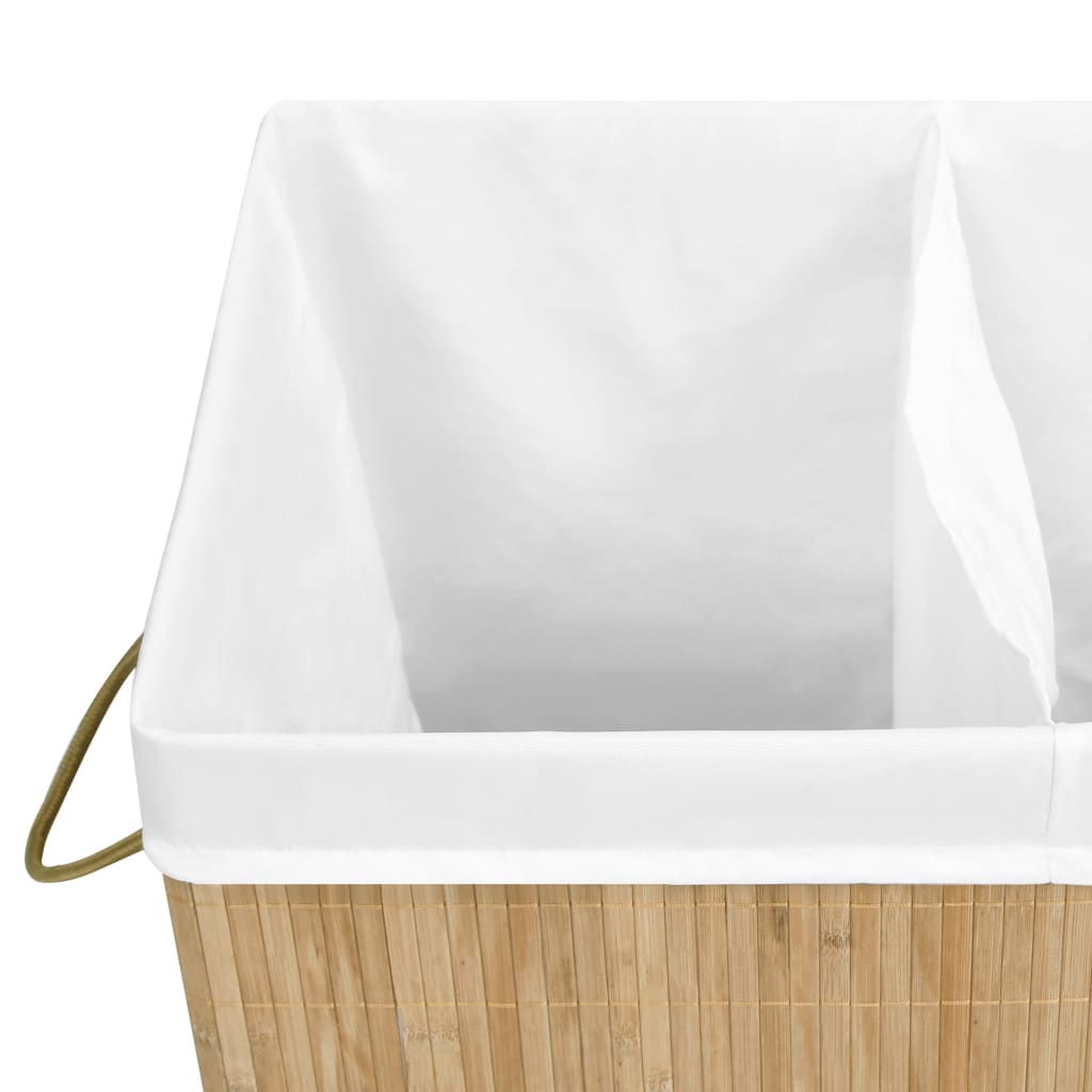 Cesto para roupa suja c/ 2 secções 100 L bambu