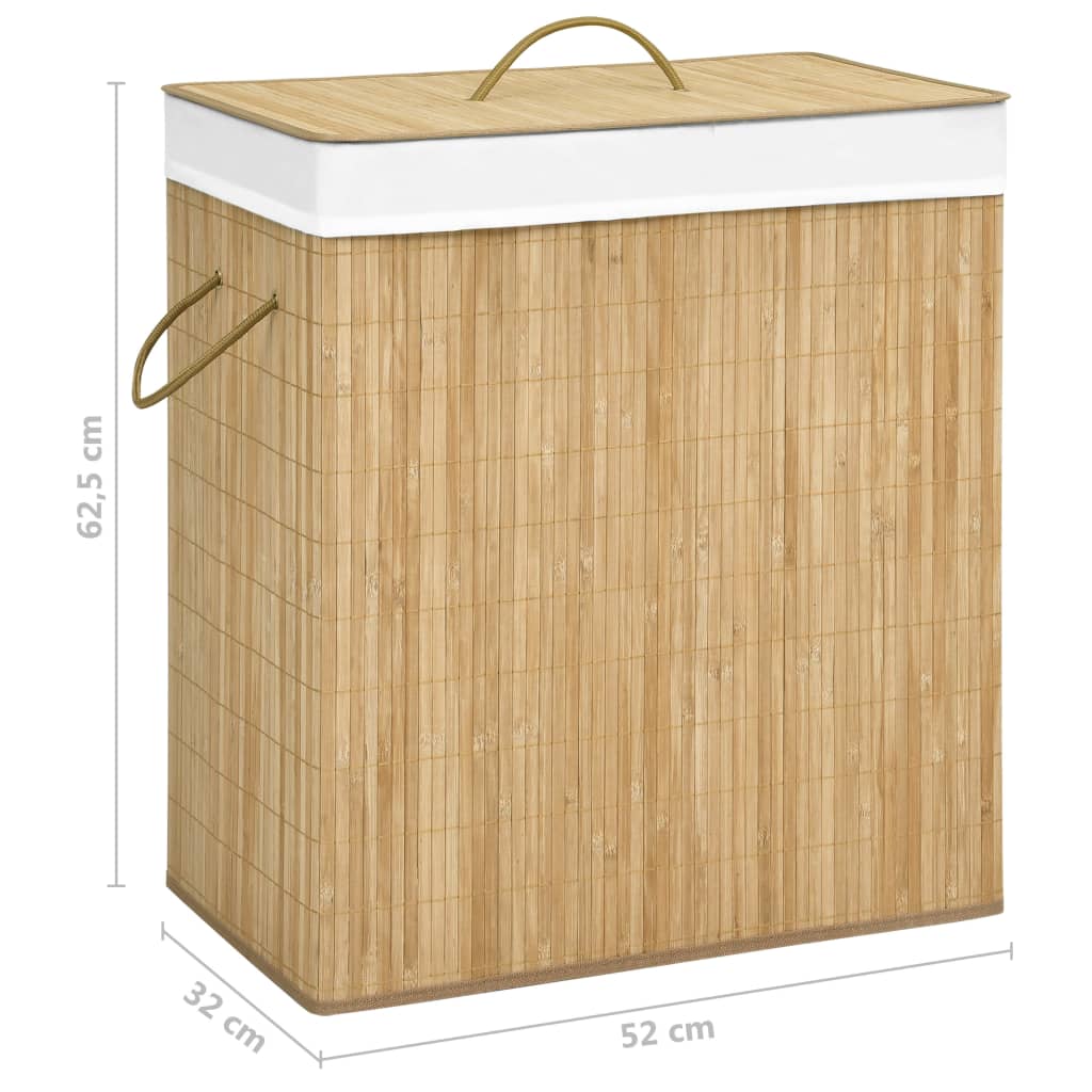 Cesto para roupa suja c/ 2 secções 100 L bambu