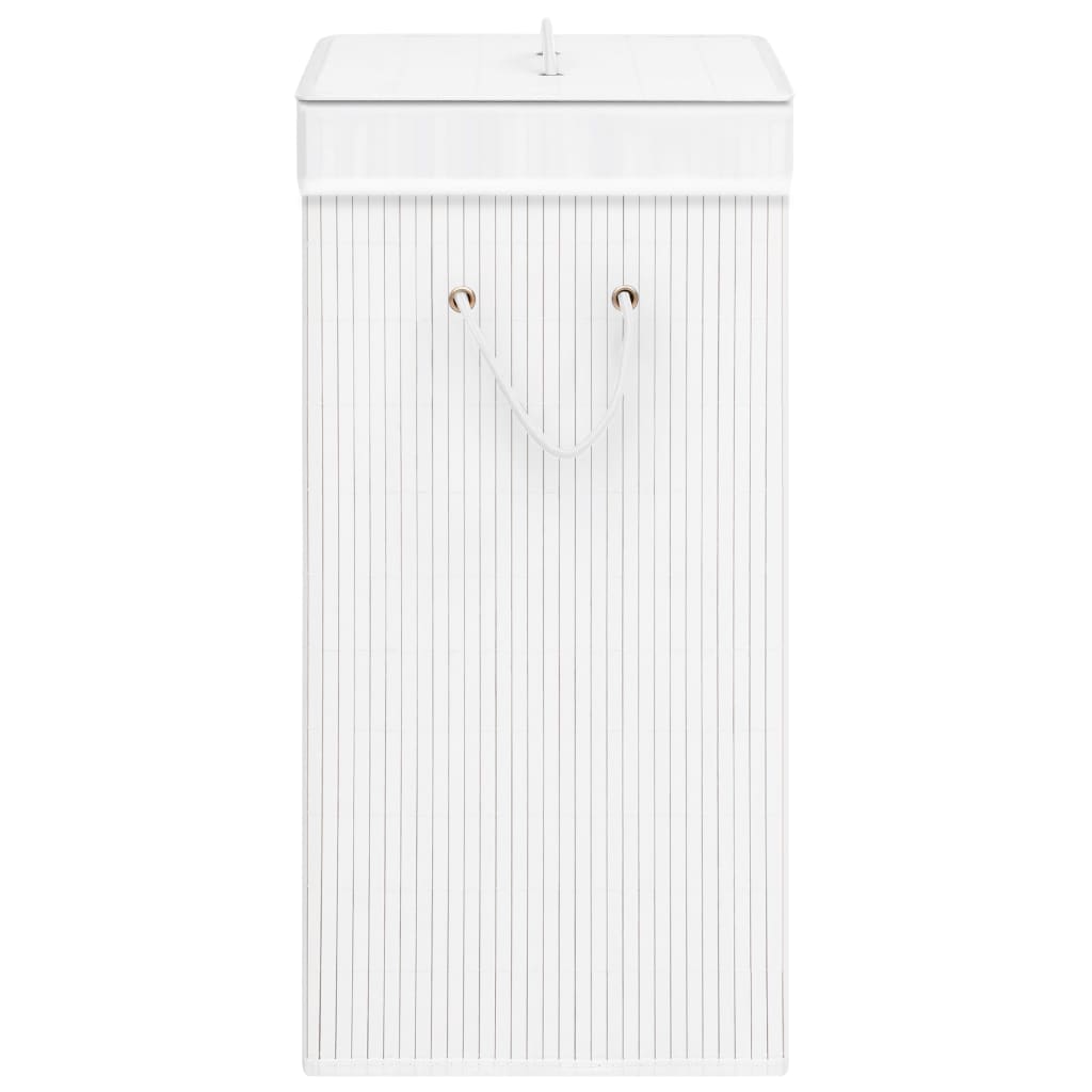 Cesto para roupa suja c/ 2 secções 72 L bambu branco