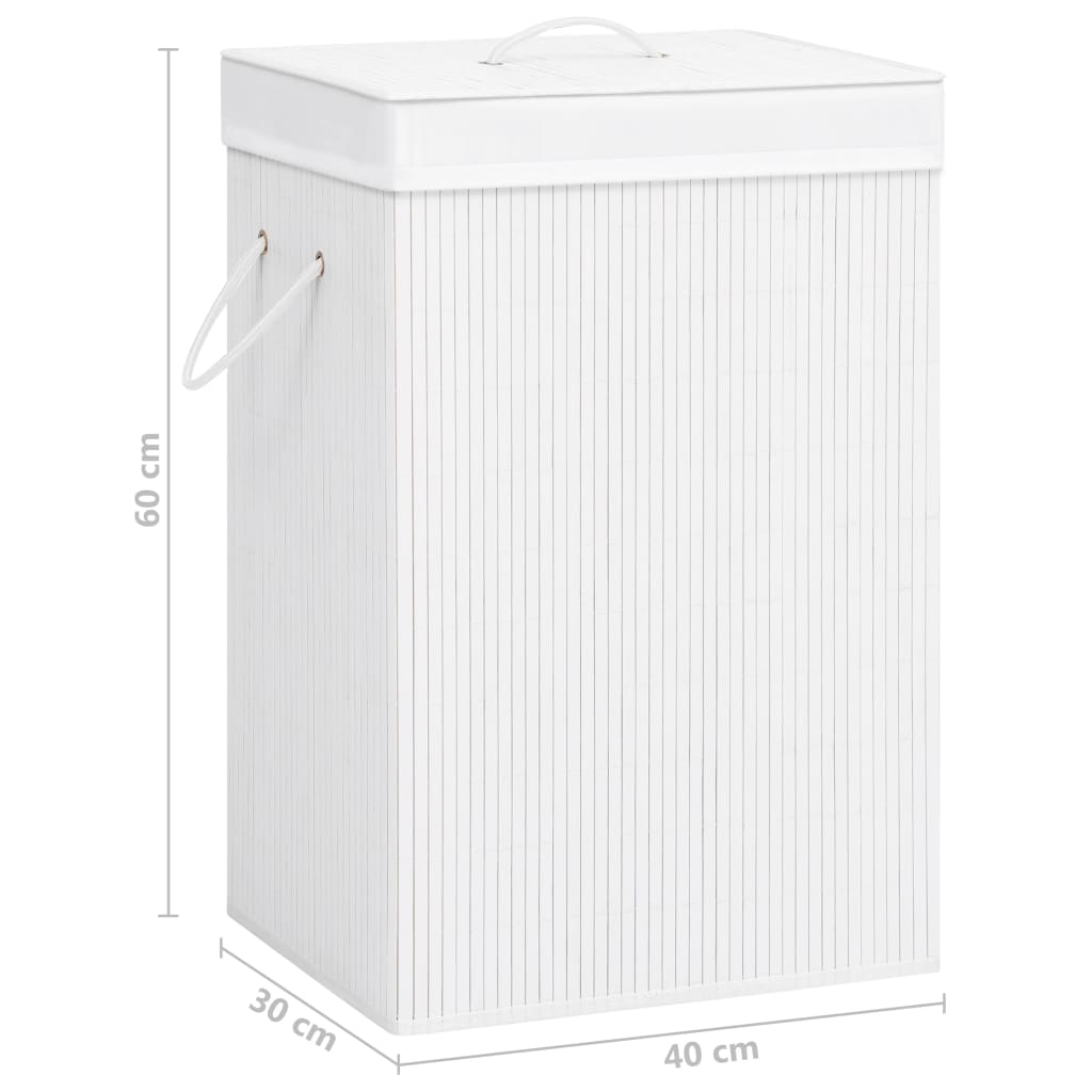 Cesto para roupa suja c/ 2 secções 72 L bambu branco
