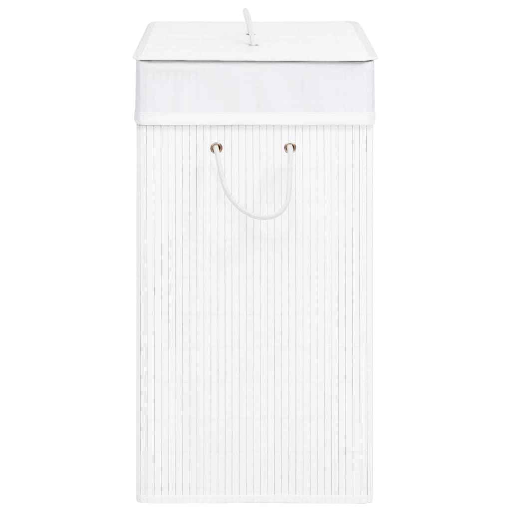 Cesto para roupa suja c/ 2 secções 100 L bambu branco